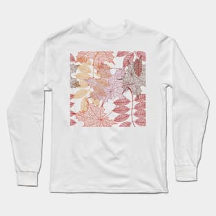 Purple Leaves Pattern Long Sleeve T-Shirt